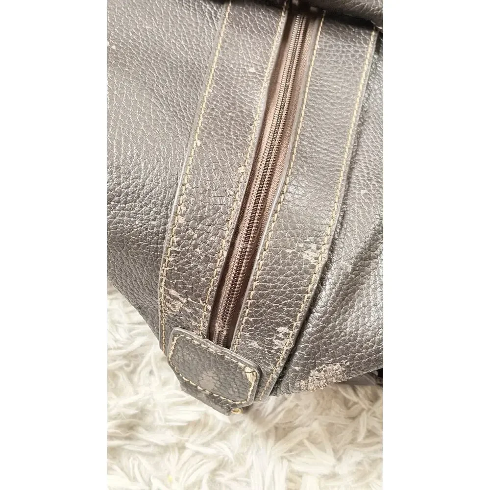 Brooks Brothers Brown Pebble Grain Leather Rolling Duffle